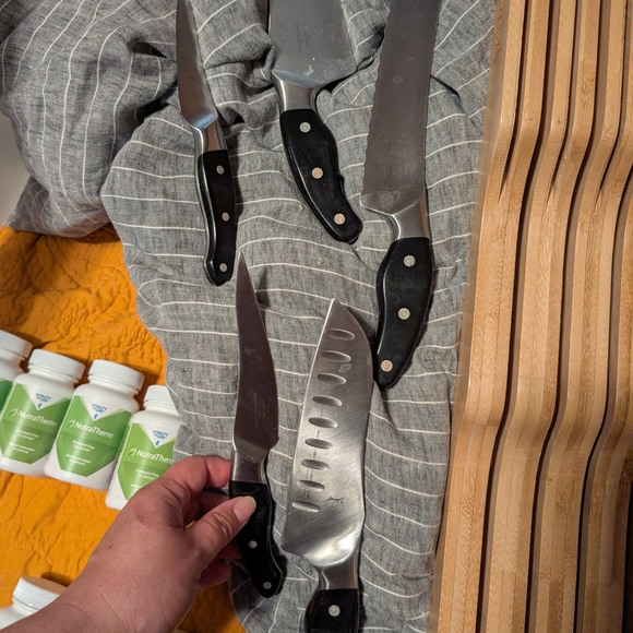 Black Handle Kitchen Knife Set - Amway Icook